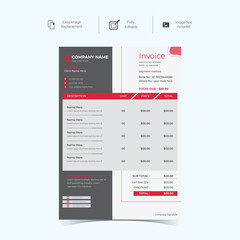 Company business clean modern and Minimal professional creative invoice Vector design template