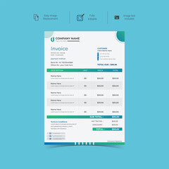Company business clean modern and Minimal professional creative invoice Vector design template