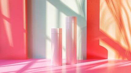 Fototapeta premium Stainless pastel steel tumbler tailored for product mock-ups and promotions, providing a customizable blank space.