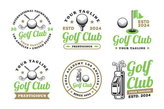 Golf logo sign badge vector template bundle. Golf logo with white background vector design collection.