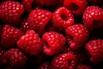 Fresh sweet red raspberries background for healthy diet, nutrition, and wellness