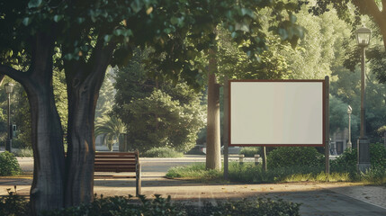 Blank empty community event poster mockup in public outdoor for communication
