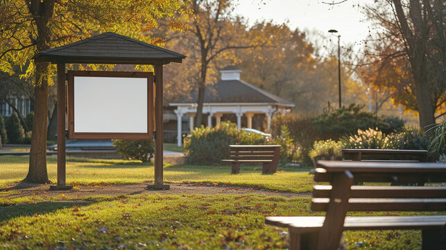 Blank empty community event poster mockup in public outdoor for communication