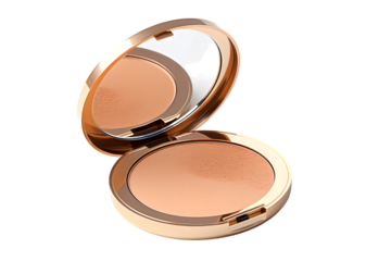 Beauty skin care makeup face powder, blush, sculptor in a pack top view isolated on transparent background