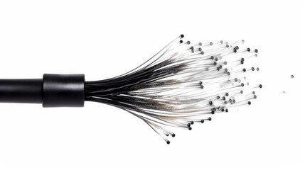 Closure Optical Fiber with black cable isolated on white background