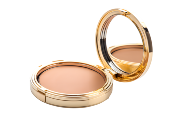 Beauty skin care makeup face powder, blush, sculptor in a pack top view isolated on transparent background
