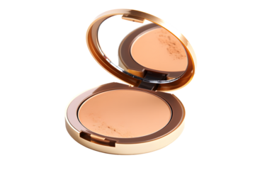 Beauty skin care makeup face powder, blush, sculptor in a pack top view isolated on transparent background