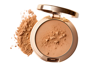 Beauty skin care makeup face powder, blush, sculptor in a pack top view isolated on transparent background