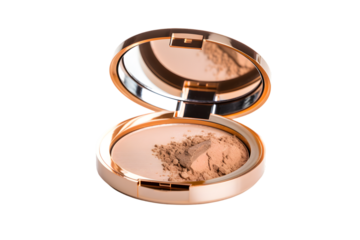 Beauty skin care makeup face powder, blush, sculptor in a pack top view isolated on transparent background