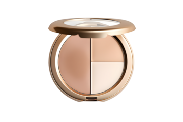 Beauty skin care makeup face powder, blush, sculptor in a pack top view isolated on transparent background