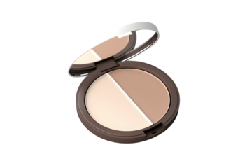 Beauty skin care makeup face powder, blush, sculptor in a pack top view isolated on transparent background