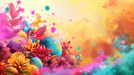 Fototapeta na wymiar Indian color festival, Happy Holi celebrations greetings with Holi elements. vector illustration design