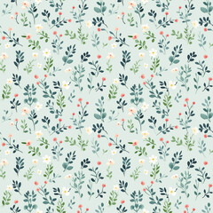Delicate floral pattern on light background. Seamless file.