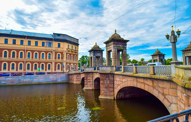 bridge over the Fontanka river in Saint Petersburg, Russia