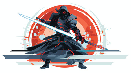 A cybernetic samurai wielding a futuristic sword 