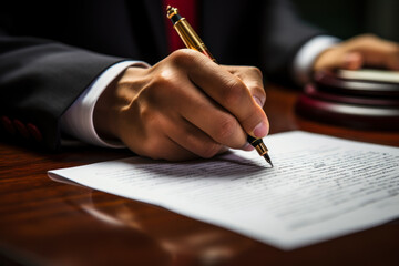 Businessman Signing Contract Close-up. - obrazy, fototapety, plakaty