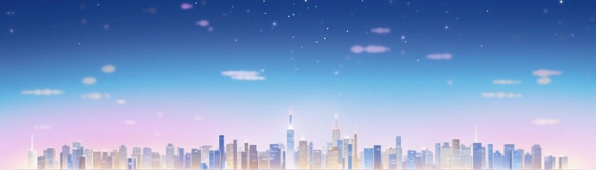 Fototapeta premium Scifi city where dreams interface with computers, boundless skies aglow with digital auroras , 3d realistic, pastel, minimal, cute