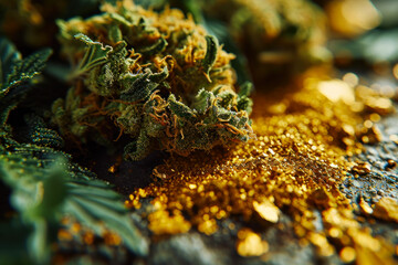 juicy dry marijuana buds closeup