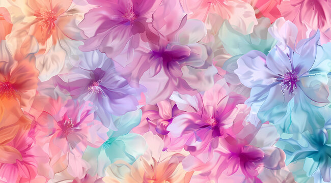 Colorful floral background with watercolor flowers