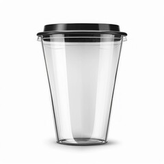 Transparent Plastic Cup with Lid Isolated on White. Generative ai