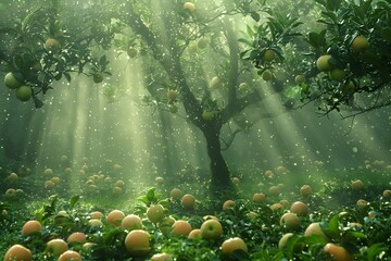 Lush Forest Abundant With Various Fruits