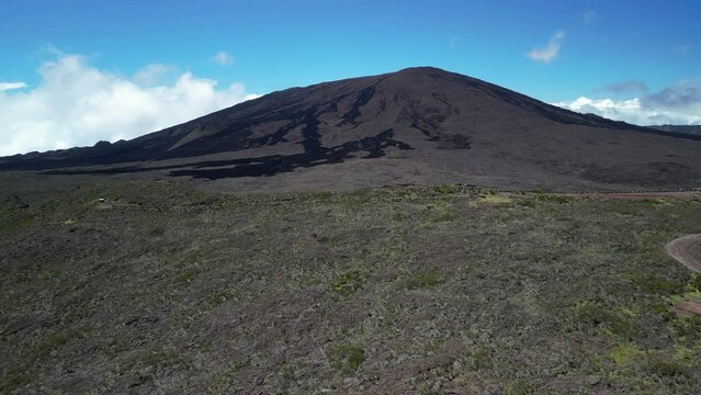 Piton de la Fournaise volcano at Reunion Island during a sunny day