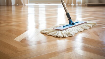 Mop cleaning parquet - obrazy, fototapety, plakaty