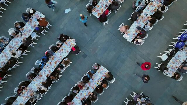 Muslims having iftar together in Ramadan