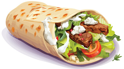 A refreshing Greek gyro wrap filled with grilled 