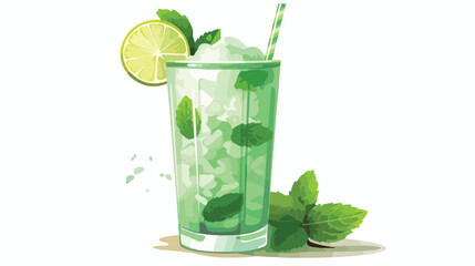 A refreshing mint julep with crushed ice. flat vector - obrazy, fototapety, plakaty
