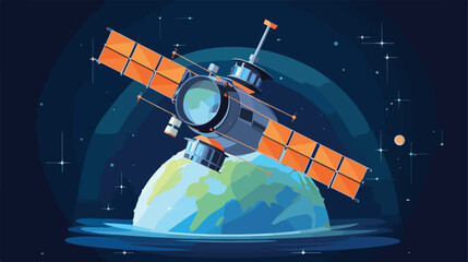 A satellite in orbit around the Earth for communication - obrazy, fototapety, plakaty