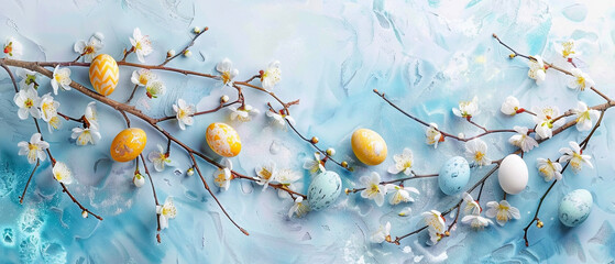 easter eggs with willow branch 