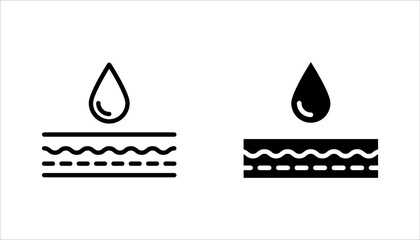 Moisture line icon set, moisturizing cream skincare sign for cosmetics packaging. vector illustration on white background