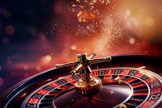 Casino roulette in black and gold style with effects