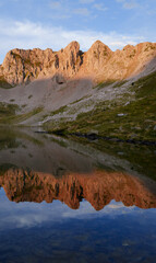 Fototapeta na wymiar Sunset at Ibón de Acherito, Western Valleys Natural Park, Huesca Pyrenees.