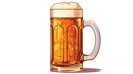 A traditional German beer stein filled with beer. - obrazy, fototapety, plakaty