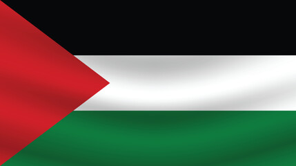 Flat Illustration of the Palestine national flag. Palestine flag design. Palestine wave flag.
