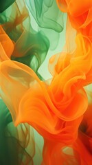 Gentle green and orange smoke.