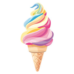 Naklejka premium Rainbow ice cream cone isolated on transparent background,transparency