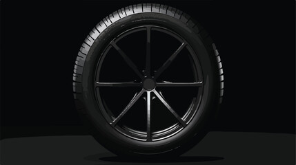 Car tire isolated on black background Modern high-p