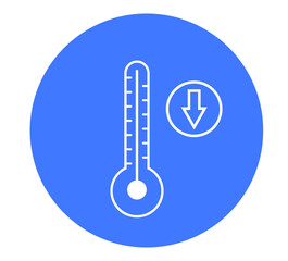 Temperature flat vector icon isolated on blue background vector illustration