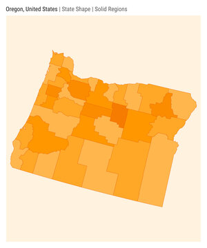 Oregon, United States. Simple vector map. State shape. Solid Regions style. Border of Oregon. Vector illustration.