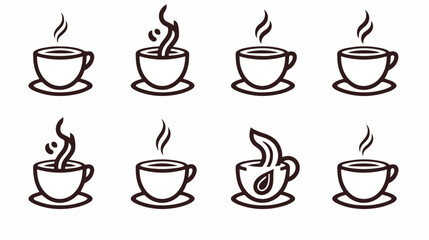 Coffee cup line icon. Hot drink coffee beans cocoa - obrazy, fototapety, plakaty