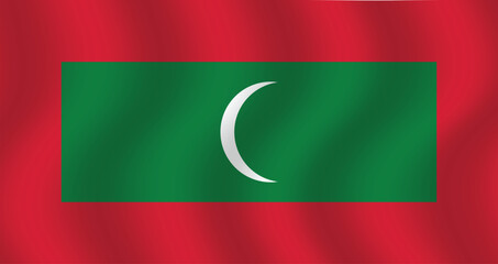 Flat Illustration of the Maldives national flag. Maldives flag design. Maldives wave flag.
