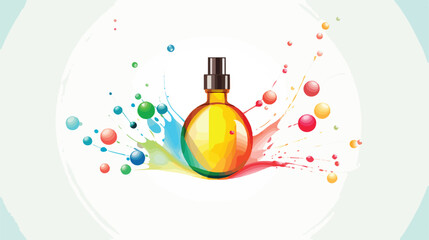 Cosmetic Essence oil Liquid drop with molecule background