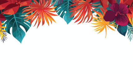 Creative layout made of colorful tropical leaves 