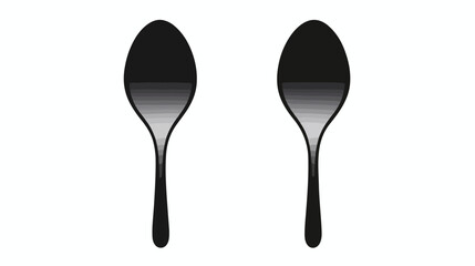 Cutout silhouette of pair of spoons. Outline icon 