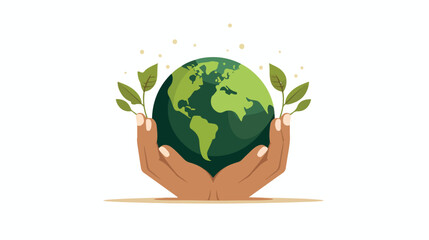 Earth world planet in hands isolated icon. Saving 