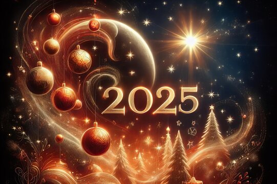Christmas themed image with a star and the number 2025