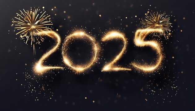 image is creative representation number 2025, with fireworks
